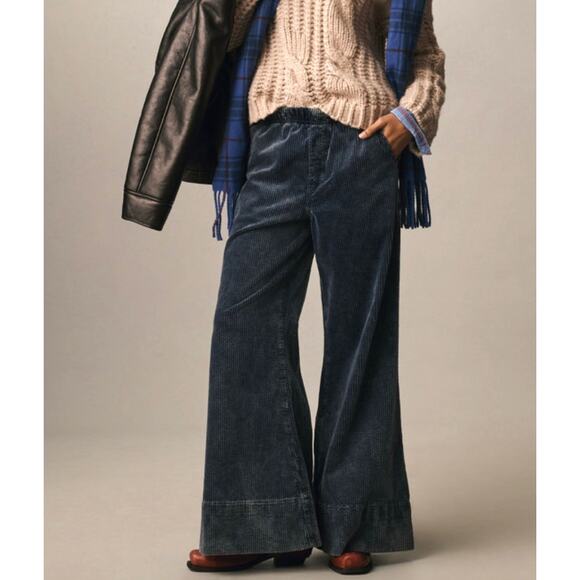 Anthropologie Pants - Anthropologie Pilcro Plush Corduroy High-Rise Pull-On Flare Pants | Sz M, Blue